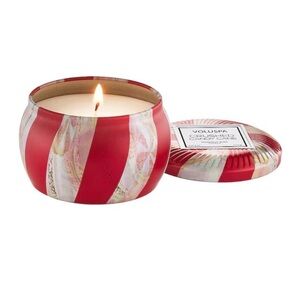 Voluspa Crushed Candy Cane 4oz Tin Candle Red & Gold Luxury Home Fragrance | NWT
